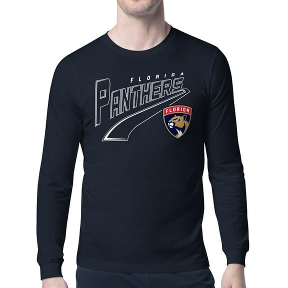 Men's Starter Navy Florida Panthers Modern Tailsweep Long Sleeve T-Shirt