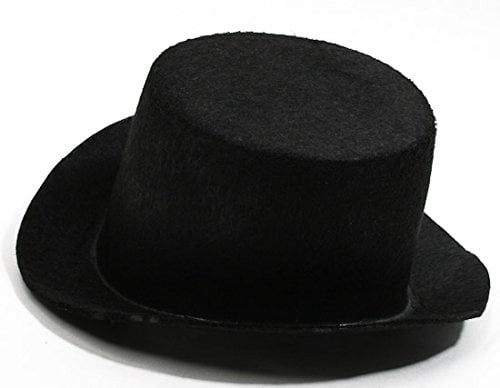 4 Black Flocked Felt Top Hats - Size: 5 