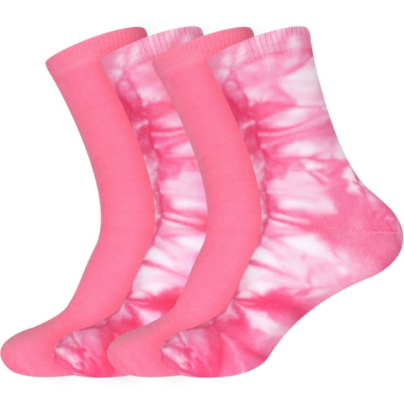 BambooMN Women's Bamboo Tie Dye Crew Socks - Assortment H - 4 pairs