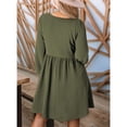 thumbnail image 4 of Sales Today Clearance Women's Casual Dress Womens 2024 Casual Dress Smocked Crewneck Button Up Long Sleeve Empire Waist A Line Dress, 4 of 9