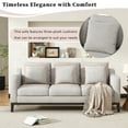 thumbnail image 2 of FFH 3-Seater Fabric Lounge Sofa with 3 Pillows & Deep Seat, Modern Comfy Upholstered Couch with Wood Legs, 80.5"*34"*34", 2 of 8
