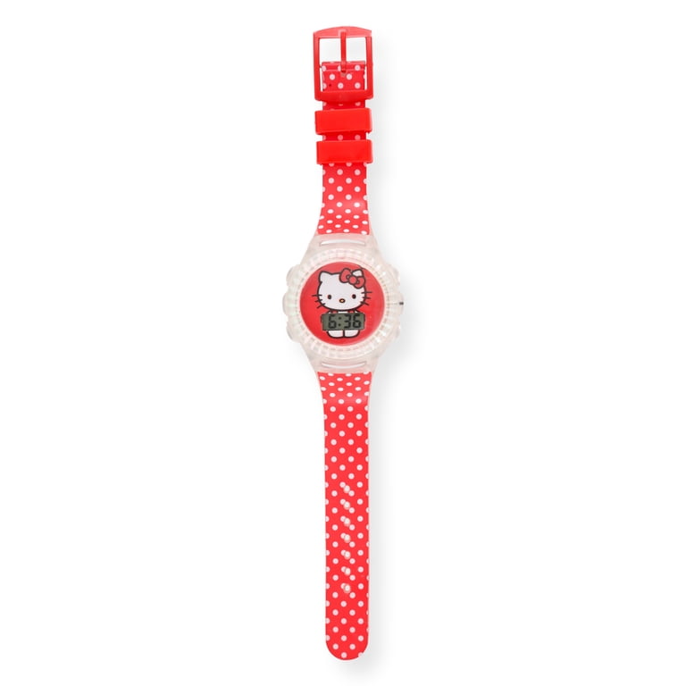 Hello Kitty Kids Flashing Lights LCD Watch with Printed Strap 