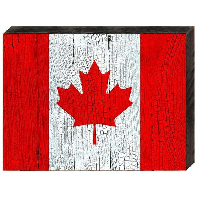 Designocracy 85099-CA-18 Flag of Canada Rustic Wooden Board Wall Decor