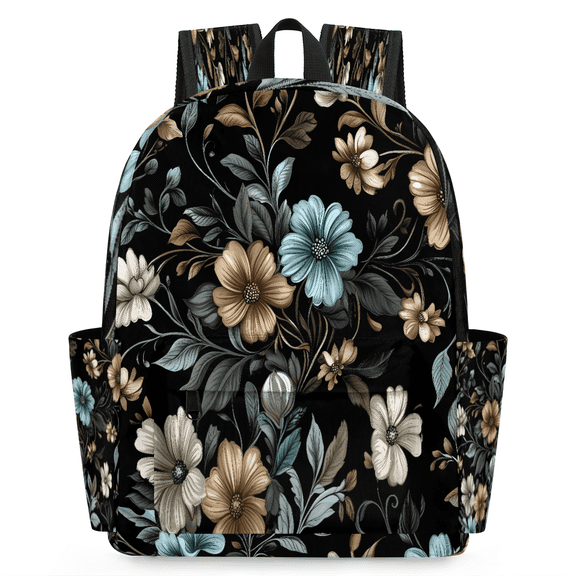 Jiaoprinted Vintage Flowers Backpack, Lightweight 15 Inch Laptop Backpack for Men Women, Casual Daypack for Travel Work, Spring Retro Floral