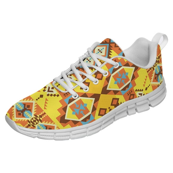 Aztec Pattern Shoes for Men Women Running Sneakers Breathable Casual Sport Tennis Shoes Gift for Him Her White Size 3.5