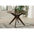 Baxton Studio Monte MidCentury Modern Walnut Wood 47Inch Round Dining Table