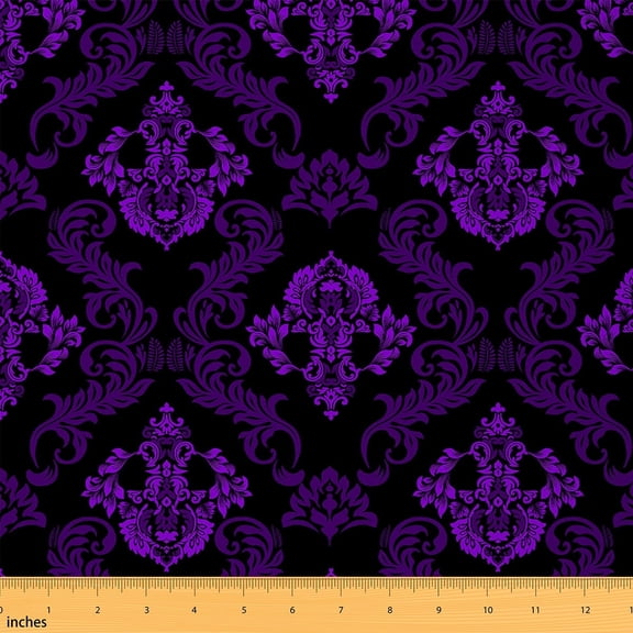 Feelyou Mystic Damask Fabric by the Yard 2 Yards for Adult, Bohemian Flower Sewing Fabric, Hippie Western Style Home Decor Fabric by the Yard, Luxury Bedroom Decor