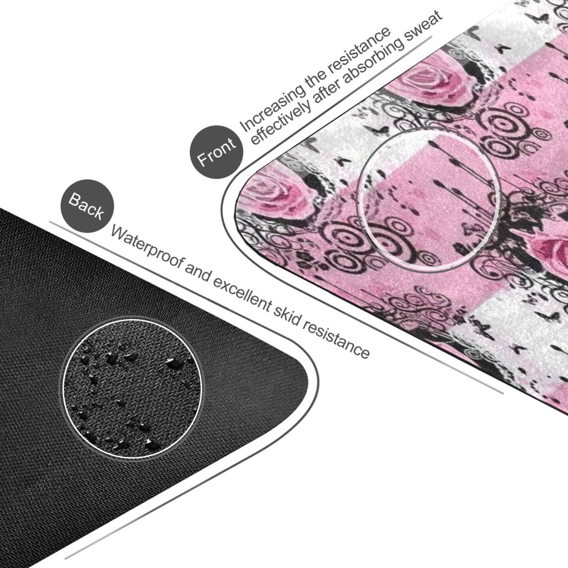 BZSMCE Yoga Mat Women Fitness Mat Pink Floral Lattice Pattern