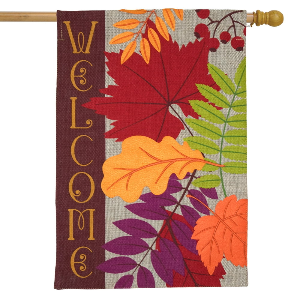 Autumn Leaves Burlap House Flag Fall 28" x 40" Briarwood Lane