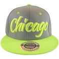 thumbnail image 2 of City Hunter Chicago Script Men's Adjustable Snapback Baseball Caps (Gray/Yellow), 2 of 5