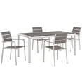 thumbnail image 2 of Modway Shore 5 Piece Outdoor Patio Aluminum Dining Set in Silver Gray, 2 of 7