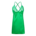 thumbnail image 5 of Hwmodou Womens Valentine's Day Gift Women V Neck Nightwear Satin Sleep Lace Chemise Mini Slim Dress Comfort Underwire Lightly, 5 of 6