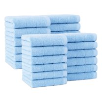 Arkwright Home Family Essentials Washcloths (Pack of 24), 12x12, Cotton, Blue