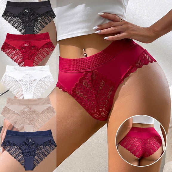 Sakmal Lace Underwear for Women Briefs Plus Size Panties Beige Stretch Womens Panties L