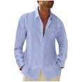 thumbnail image 2 of Camisas casuales de tendencia con botones para hombres Camisas de lino y algodón Camisas de manga larga Pompotops oipoqjl48272, 2 of 9