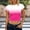 Hot Pink, variant on Short Sleeve Blouses for Women Pullover Tops Crop Casual Trendy Crewneck Womens Shirts Crewneck