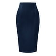 thumbnail image 2 of INSPIRE CHIC Women's Pencil Skirt High Waist Split Hem Invisible Zipper Work Skirt XL Dark Blue, 2 of 6