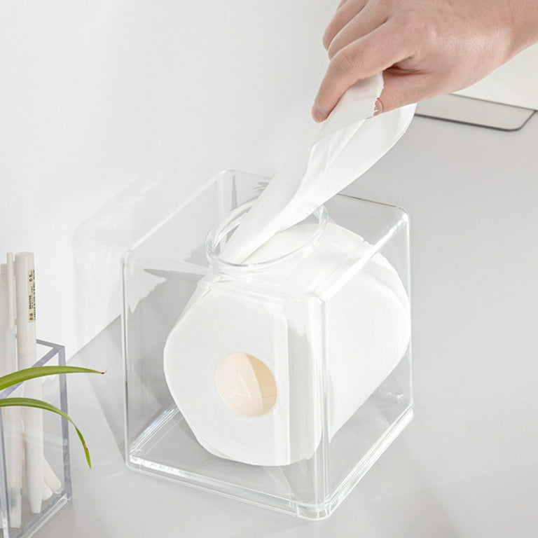 Square Clear Acrylic Bathroom Tissue Box Cover and Napkin Dispenser Holder
