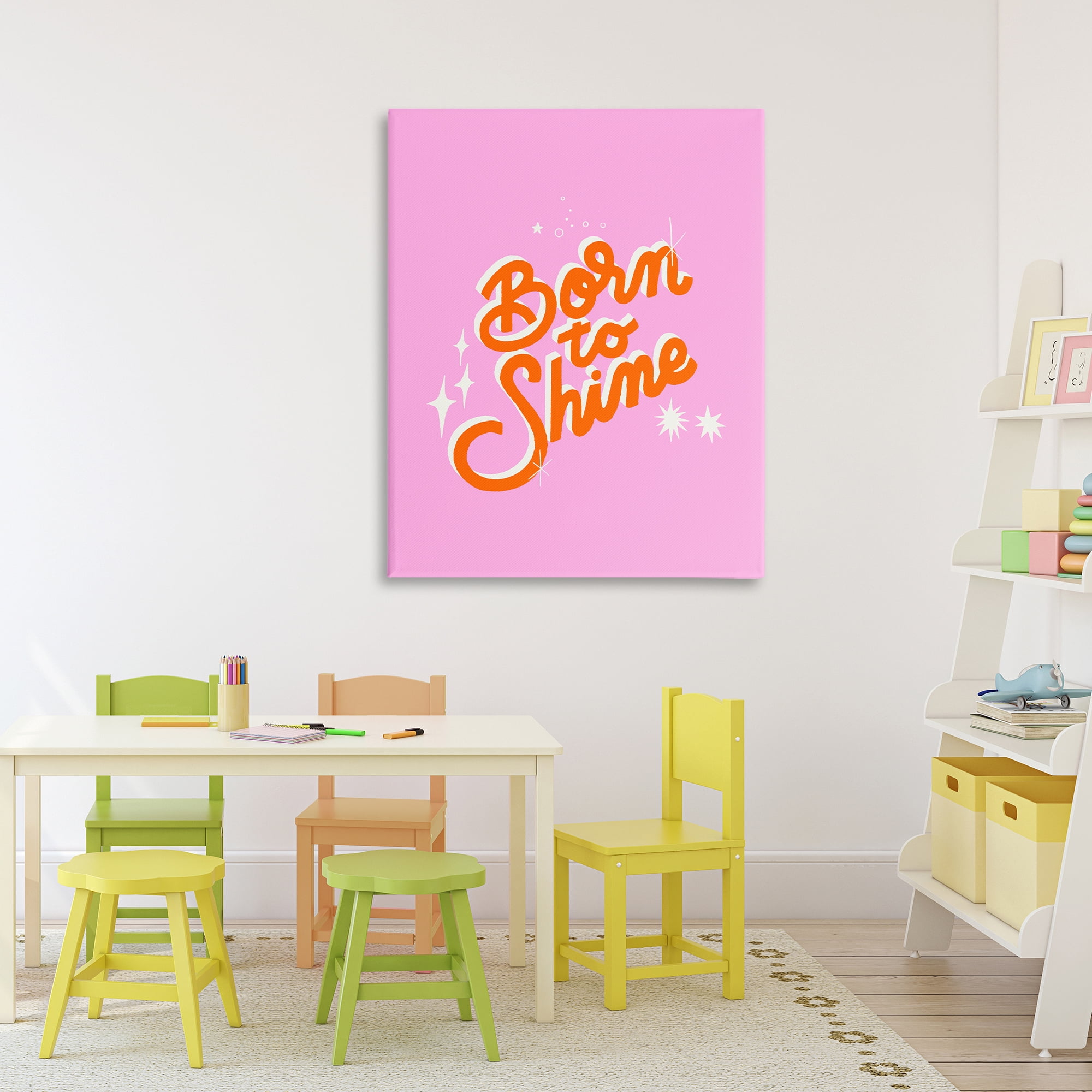 Stupell Industries Born To Shine on Pink Canvas Wall Art, design by Indira Prieto | IndySign