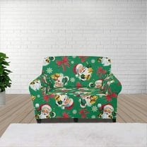 XYZCANDO Santa Claus Stretch Armchair Slipcover Universal Sofa Covers for Living Room Dogs Pet Furniture Protection Polyester Armchair Slipcovers with Anti Slip Foam Sticks