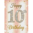 thumbnail image 4 of Pink Glittery Background Happy 10th Birthday Banner Party Supplies Photography Props Birthday Decoration Backdrop Decorations for Indoor Outdoor Celebrations, 4 of 8