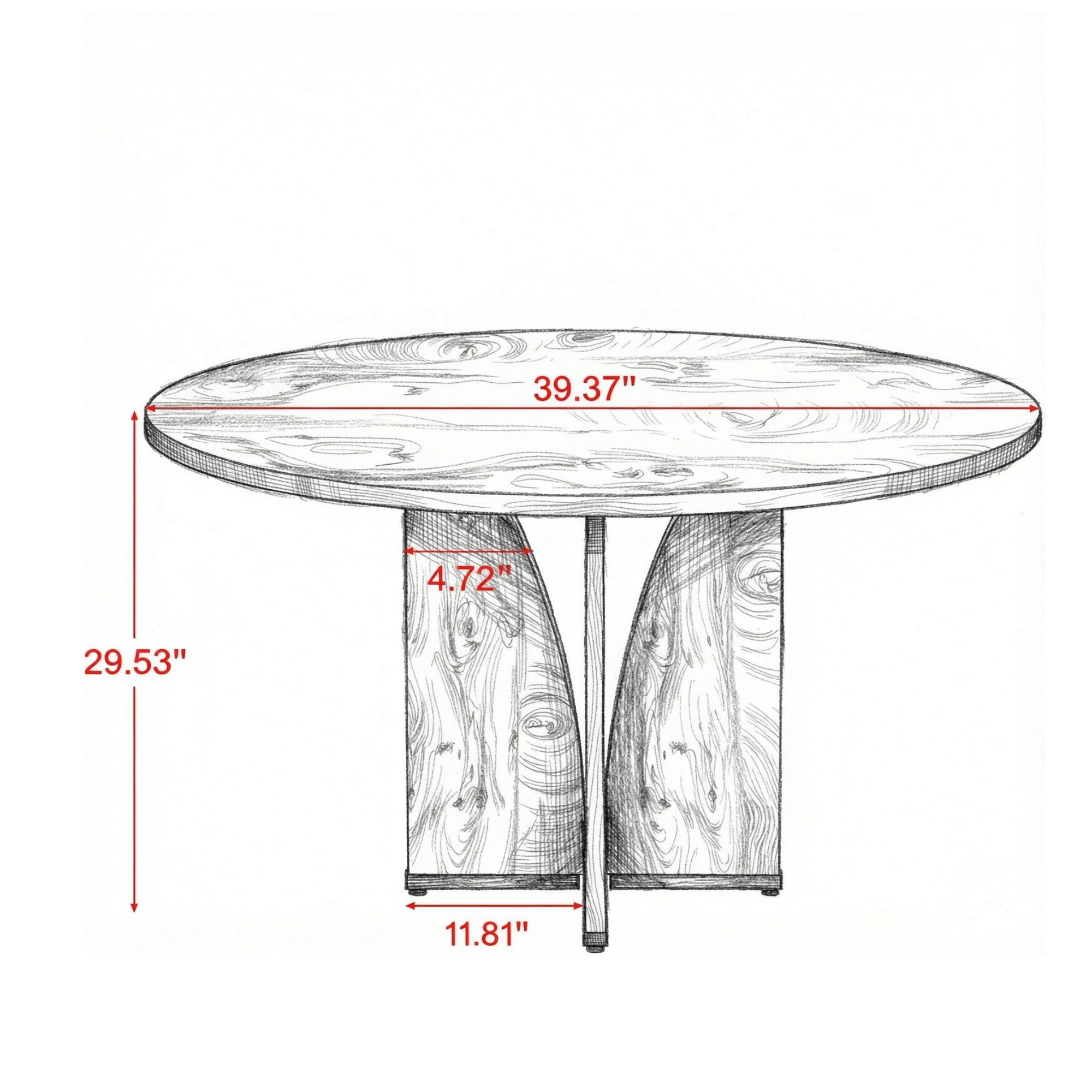 39 in Round Conference Table for 4 People, MDF Office Table for Meetings