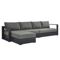 Modular Lounge Sectional Sofa Set, Grey Gray, Aluminum Metal, Outdoor Patio Balcony Cafe Bistro Garden Hospitality Restaurant, Modern Contemporary HB36639
