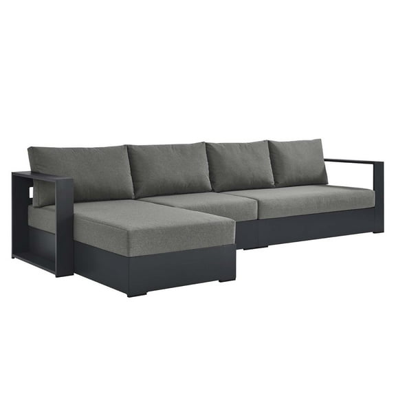 Modular Lounge Sectional Sofa Set, Grey Gray, Aluminum Metal, Outdoor Patio Balcony Cafe Bistro Garden Hospitality Restaurant, Modern Contemporary HB36639