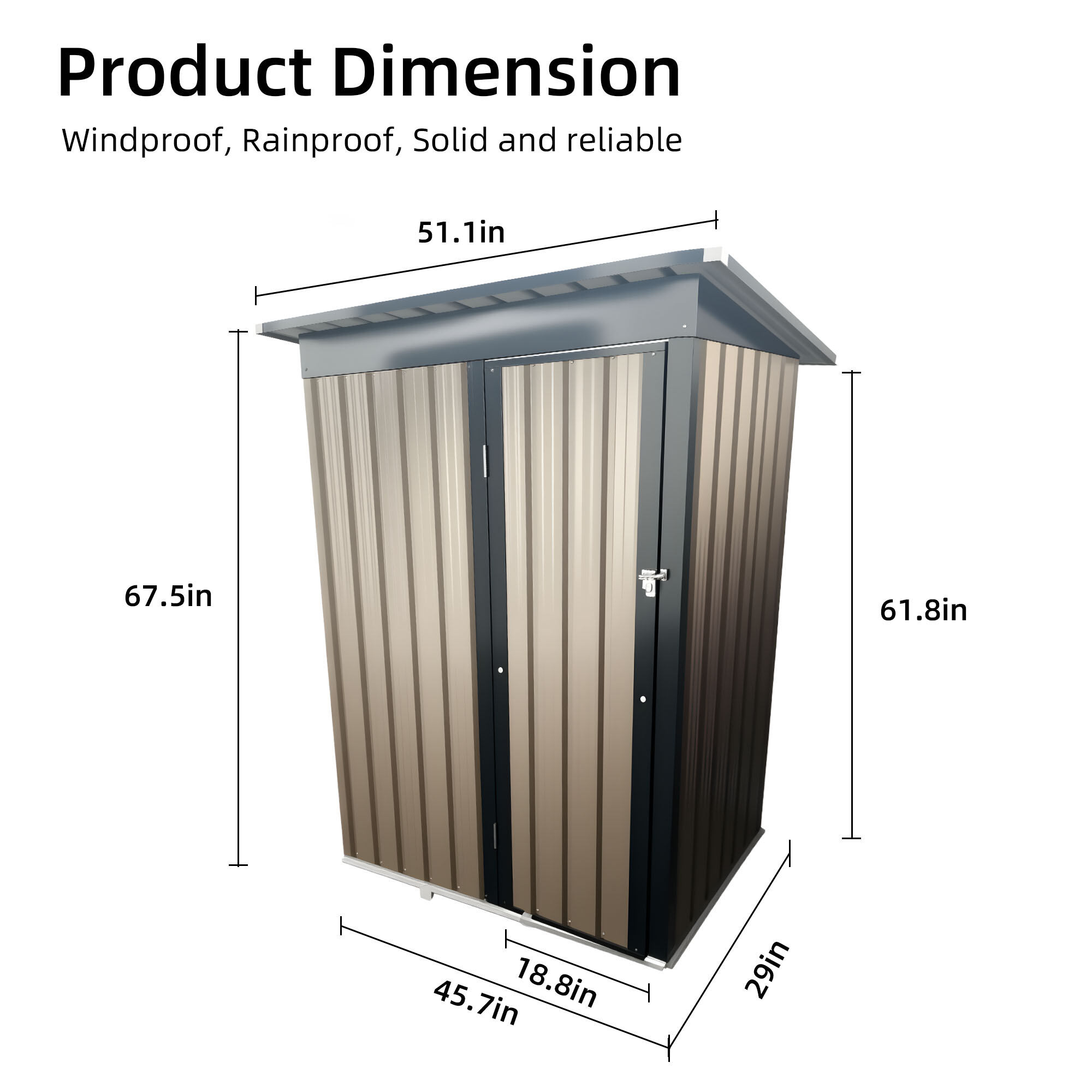 Outdoor Storage Shed 4.27FT x2.42FT Metal Garden Shed 5 X 3 FT Pent Roof with Hinge Door,Garden Storage Shed