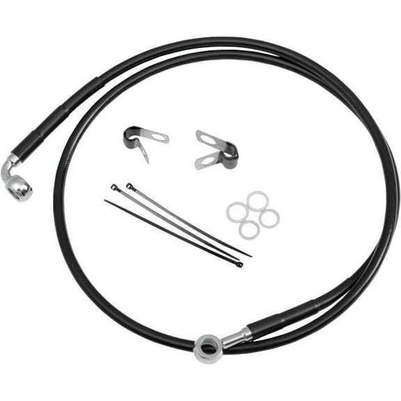 Drag Specialties 1741-3996 Extended Stainless Steel Front Brake Line Kit - Black Vinyl Coated - 68-1/2in.