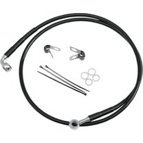 Drag Specialties 1741-3996 Extended Stainless Steel Front Brake Line Kit - Black Vinyl Coated - 68-1/2in.