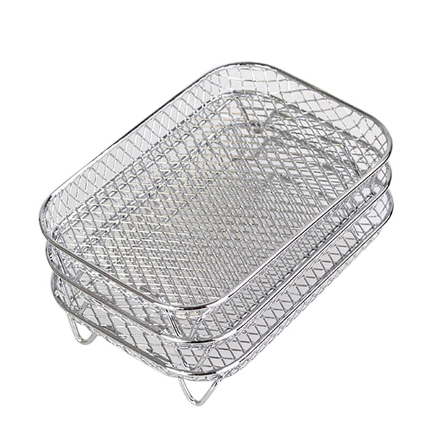 3pcs Layered Stainless Steel Air Fryer Racks, Rectangle Dehydrator Grilling Racks, Stackable, Dishwasher Safe, for Air Fryer Oven Baking