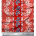 thumbnail image 1 of Soimoi Red Poly Georgette Fabric Stripe & Paisley Print Sewing Fabric Yard 42 Inch Wide, 1 of 3