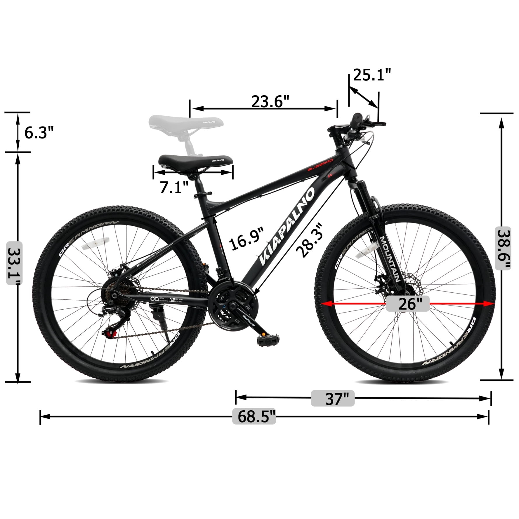 26 Inch Mountain Bike with 21-Speed, High-Carbon Steel MTB Bicycle with Dual Disc Brakes and Ergonomic Seat for Men Women Adult, Black