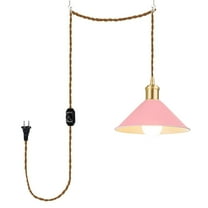 KAYYELAMP 15ft Plug in Dimmable Cord Hanging Light Brass Base Pink Metal Shade Classic Style Pendant for Farmhouse Home Store(No Bulb)