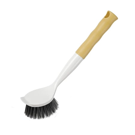 Cevemin Circular Sink Brush with Black Soft Touch Handle – Non Greasy Kitchen Dishwashing Utensil for Pots Pans and Dishes Cleaning