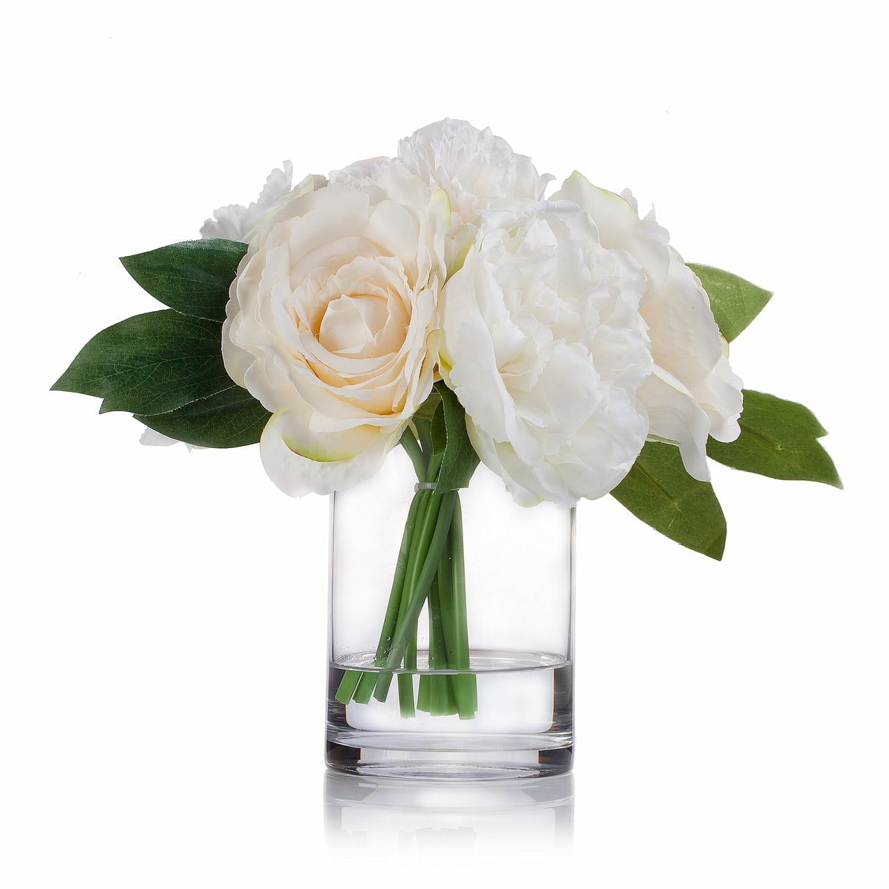 Enova Home Artificial Cream Hydrangea Rose and Peony Mixed Silk Flowers