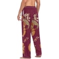 thumbnail image 6 of Men's Pajama Pants with Pockets Sleepwear Lounge Pants Stretch Casual Red Floral Japanese Flower, 6 of 7