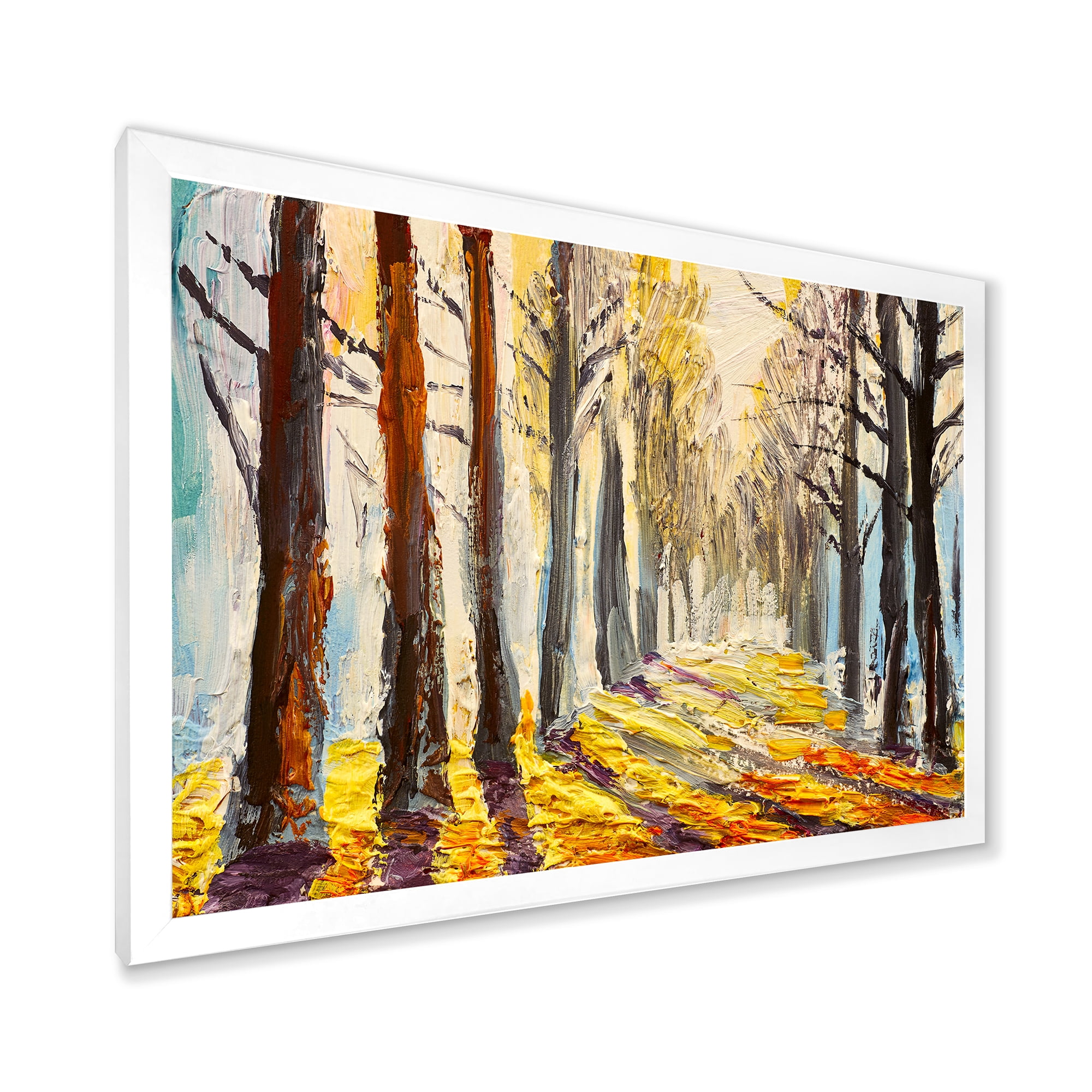 Designart 'Morning Glow Through The Autumn Trees' Lake House Framed Art Print