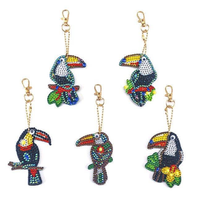 5 piezas DIY completo taladro especial en forma de diamante pintura pájaro llavero bordado Kit FLhrweasw Nuevo