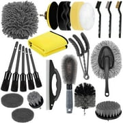 23Pcs Car Cleaning Wash Kit Interior Detailing Cleaner Kit with Brush Set, Windshield Tool, Duster, Towels, Complete Car Care Tools