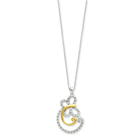 Sterling Silver accented gold plating Cubic Zirconia Necklace - 18 Inch