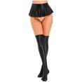 thumbnail image 1 of Women Glossy Wetlook Mini Skirt with Stockings Solid See-through Lingerie Suit Nightclub Pole Dancing Costume Clubwear NightwearXL Gong Bohan LED, 1 of 2