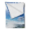 thumbnail image 2 of Waterfall Soft Flannel Fleece Throw Blanket, Victoria Waterfall and Mountain Cliff Sunshine Natural Landscape Photo, Cozy Plush for Indoor and Outdoor Use, 50" x 60", Blue White Green, by Ambesonne, 2 of 5