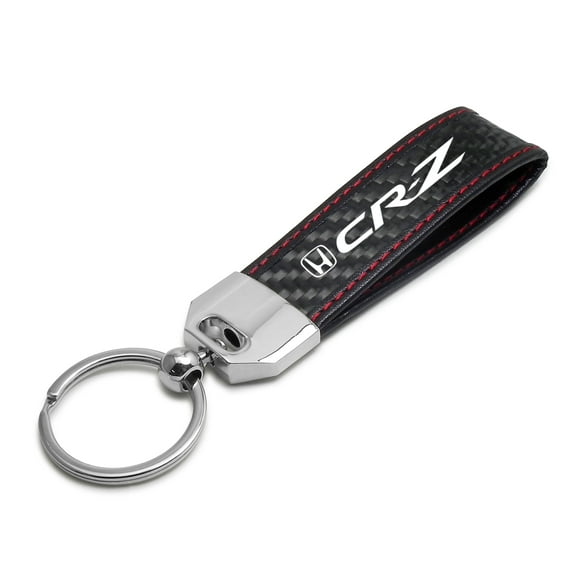 iPick Image for Honda CR-Z Real Black Carbon Fiber Loop Strap Key Chain with Red Stitching, Official Licensed