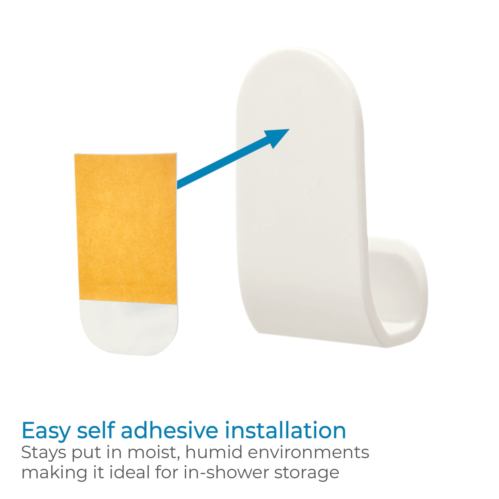 iDesign 2-Piece Adhesive Shower Hooks – Orleans Collection –Coconut/White