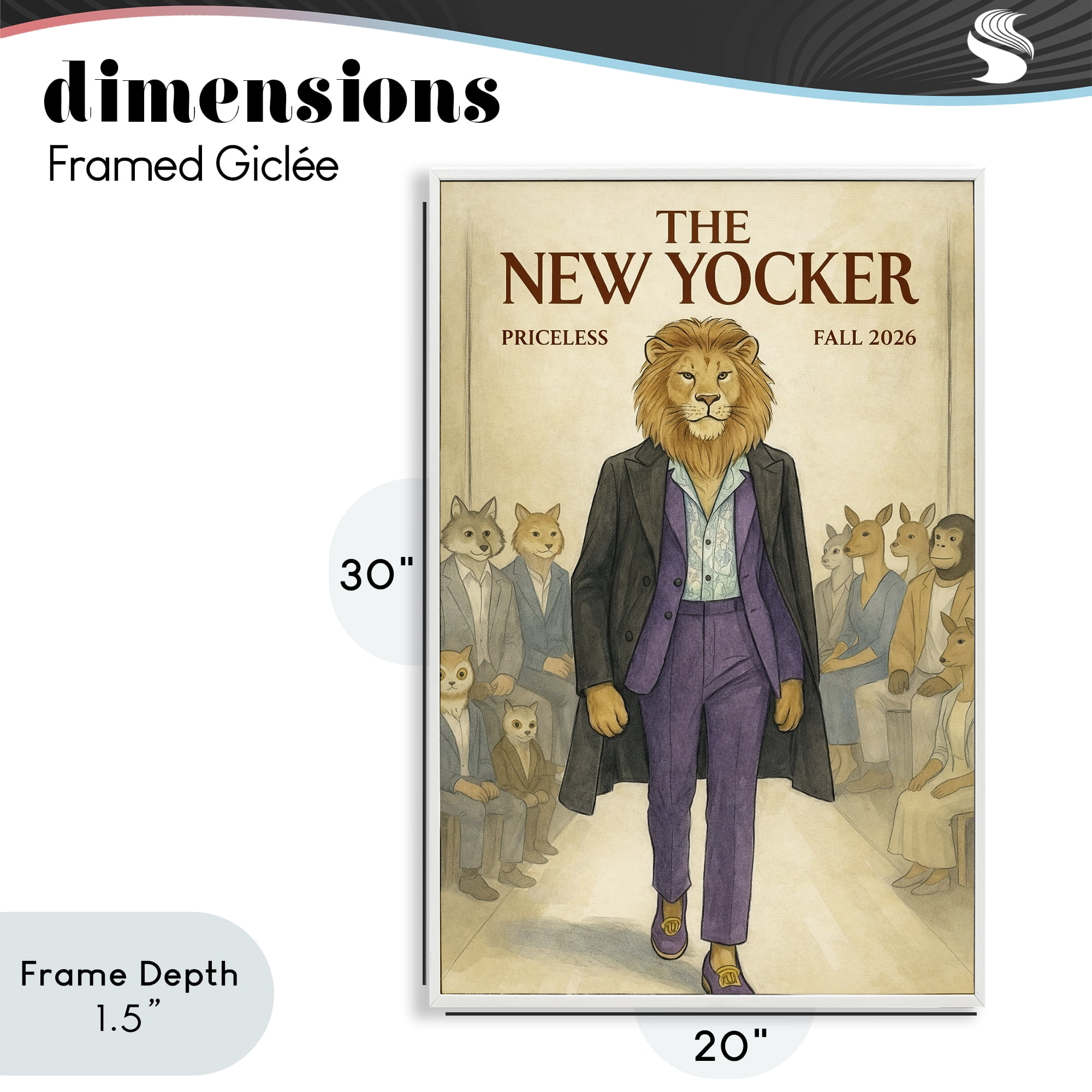 Stupell Industries New Yocker Lion Model White Framed Giclee Art, design by Grotto Studios