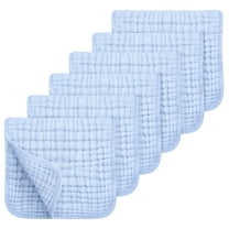 AUQ Muslin Burp Cloths 100% Cotton Muslin Cloths Large 20''x10'' Extra Soft and Absorbent 6 Pack Baby Burping Cloth for Boys and Girls (Blue)