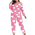 thumbnail image 6 of Censtreet Plus Size Women's Heart Printed Pajamas Sets 2 Piece Long Sleeve Pj Sleepwear Soft Comfy Tops and Pants XL-5XL, 6 of 7