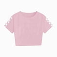 thumbnail image 4 of Girls 2 Piece Outfits Crop Tops and Shorts Set Soft Cotton Clothing Sets Sports Tracksuit Pink 5-6 Years, 4 of 6